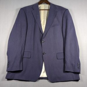 Oscar De La Renta Suit Coat 46R Blue 100% Silk Herringbone Sport Jacket Blazer